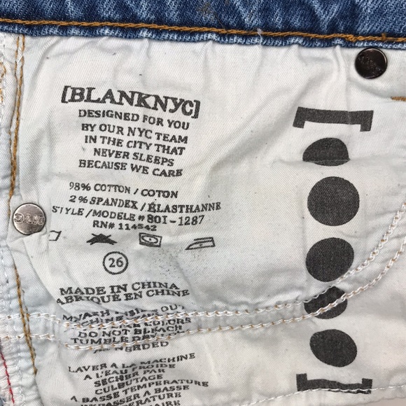 Blank NYC Distressed Raw-Hem Deep Cuff Straight Jeans 26 - Picture 11 of 14